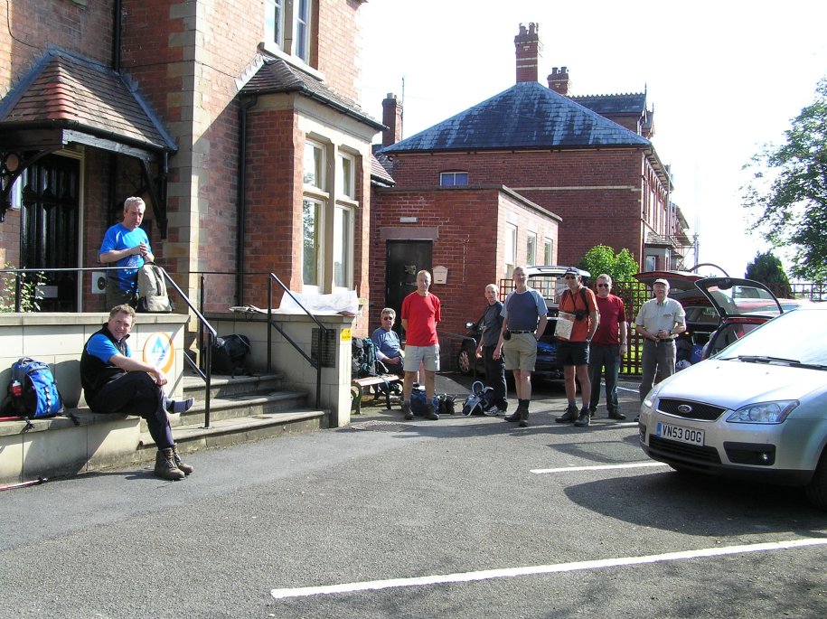 Outside the youth Hostel at Kington before the days walk
